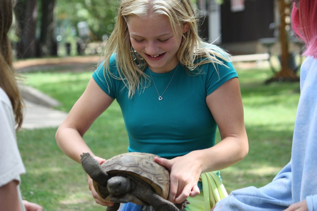 Camper observing wildlife and nature at a camp in Minnesota